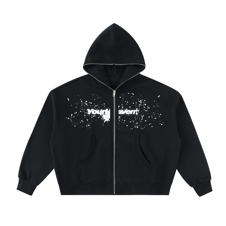 YH Branded Fleeced Full-Zip Boxy Hoodie