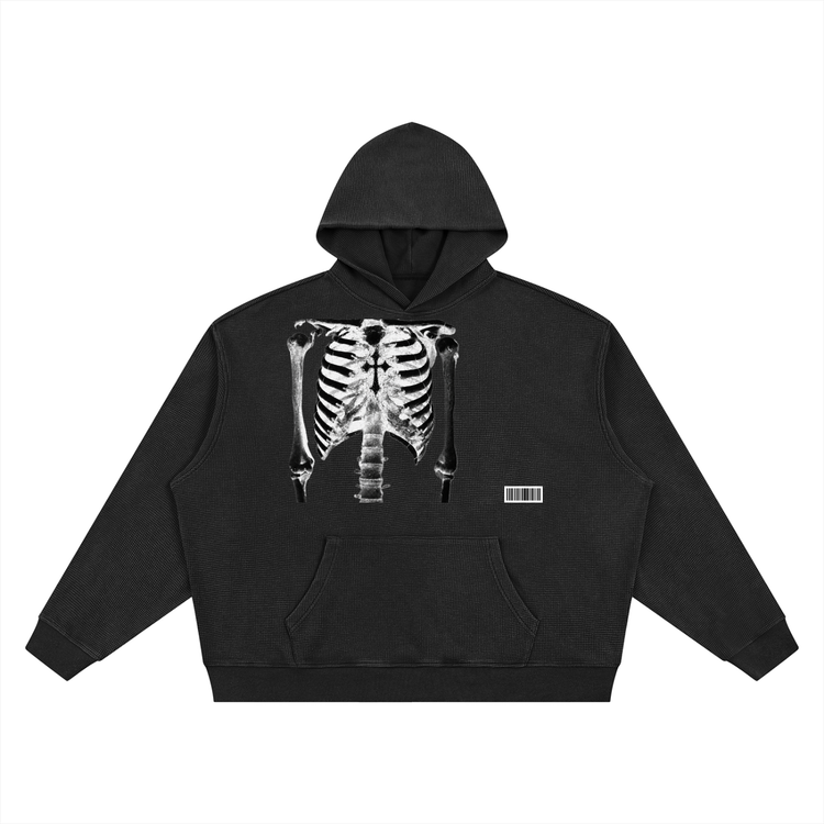 YH Skeleton Unisex Vintage Wash Waffle Boxy Hoodie