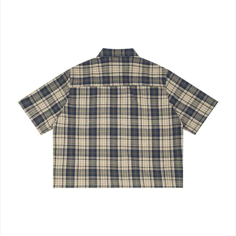 YH Branded Unisex Plaid Boxy Short Sleeve Shirt