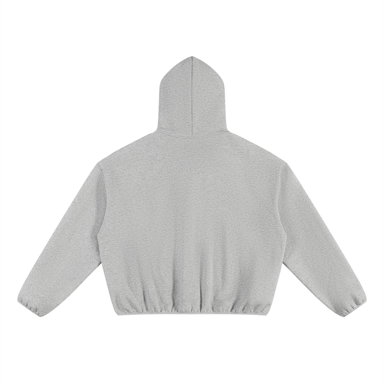 White MINI Fig Unisex Boxy Piping Fleece Hoodie