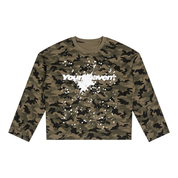 Camo YH Unisex Camo Waffle Raw Edge T-Shirt