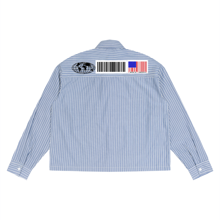 YH Branded Unisex Boxy Striped Shirt
