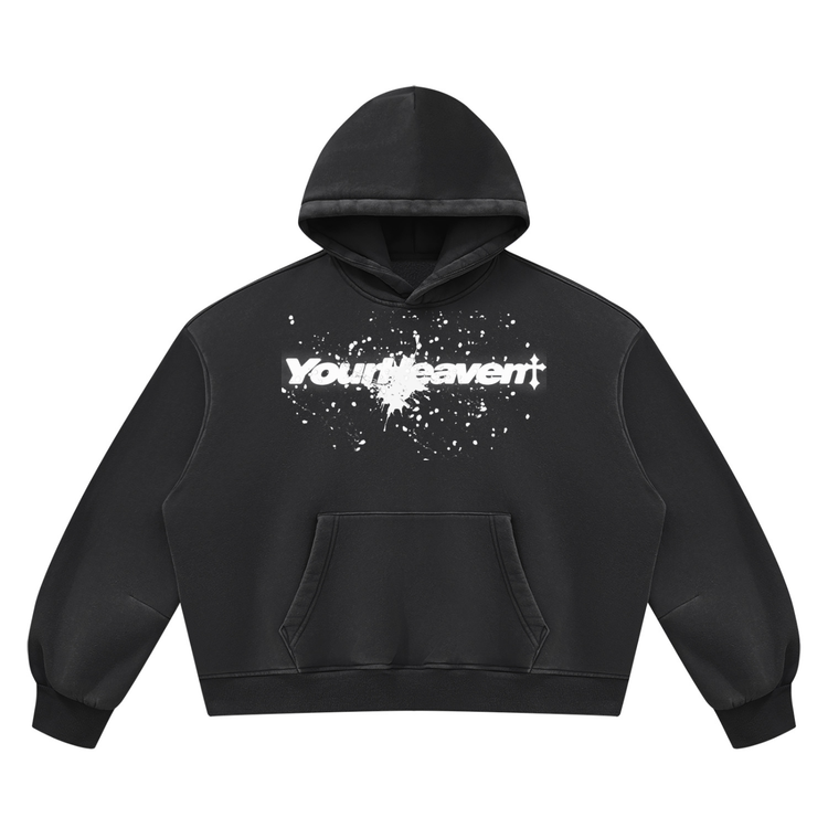 YH Branded Unisex Vintage Wash Boxy Fleece Hoodie
