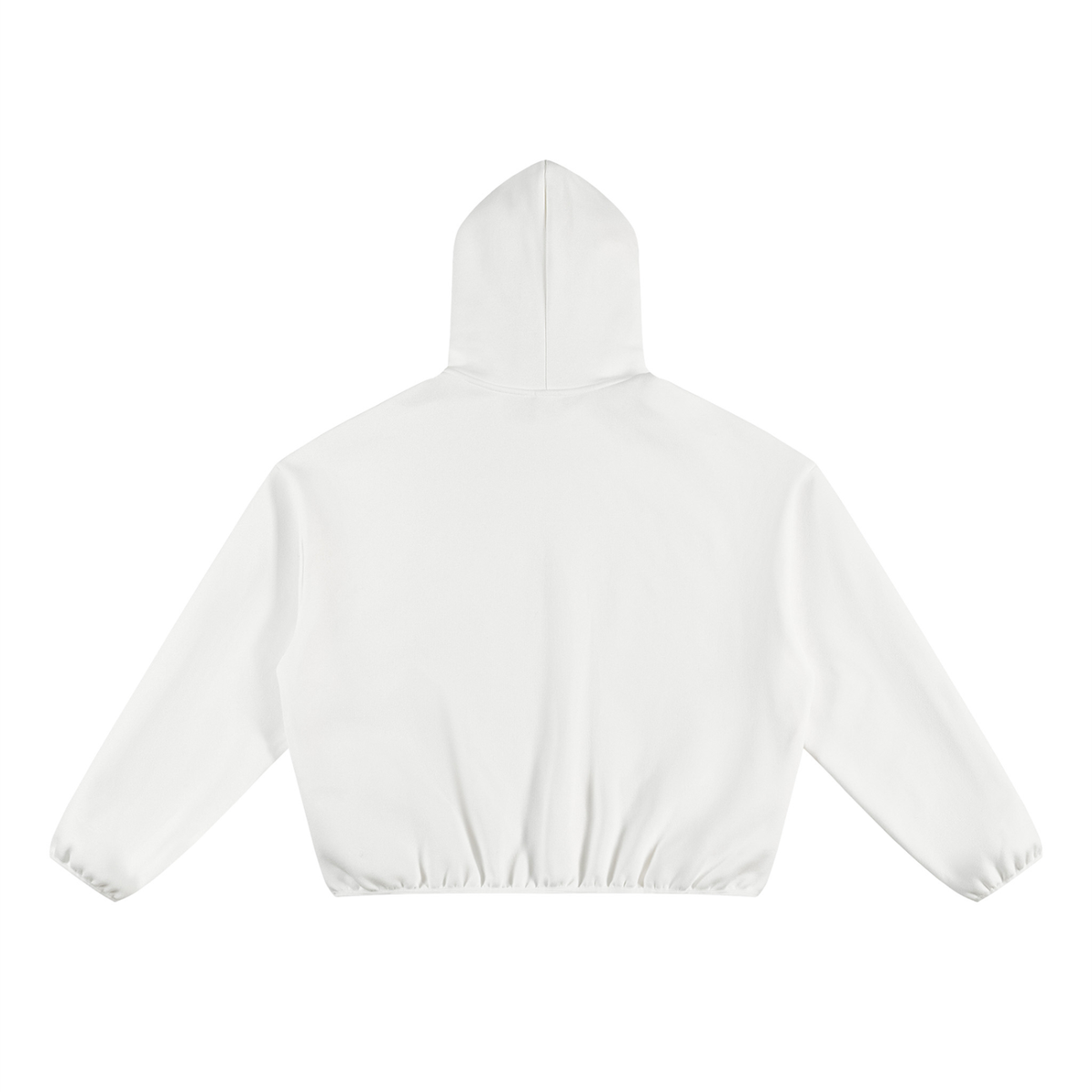 White MINI Fig Unisex Boxy Piping Fleece Hoodie